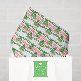 Papel De Seda Árboles de Navidad de rayas caprichosas acuarela