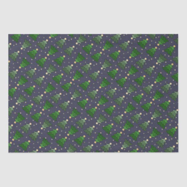 Papel De Seda Árboles de navidad diagonales con las estrellas en (Anverso)
