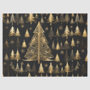 Papel De Seda Árboles de Navidad dorados para decoupage de envol