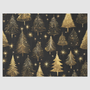 Papel De Seda Árboles de Navidad dorados para decoupage de envol