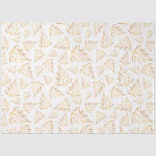 Papel De Seda Árboles de Navidad elegantes blancos y dorados