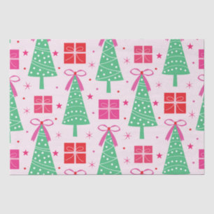 Papel De Seda Árboles de Navidad Elegantes con Lazos Rosas y Caj