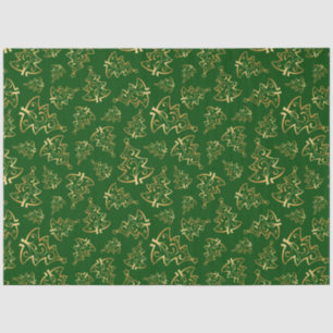 Papel De Seda Árboles de Navidad Elegantes Verdes y Dorados