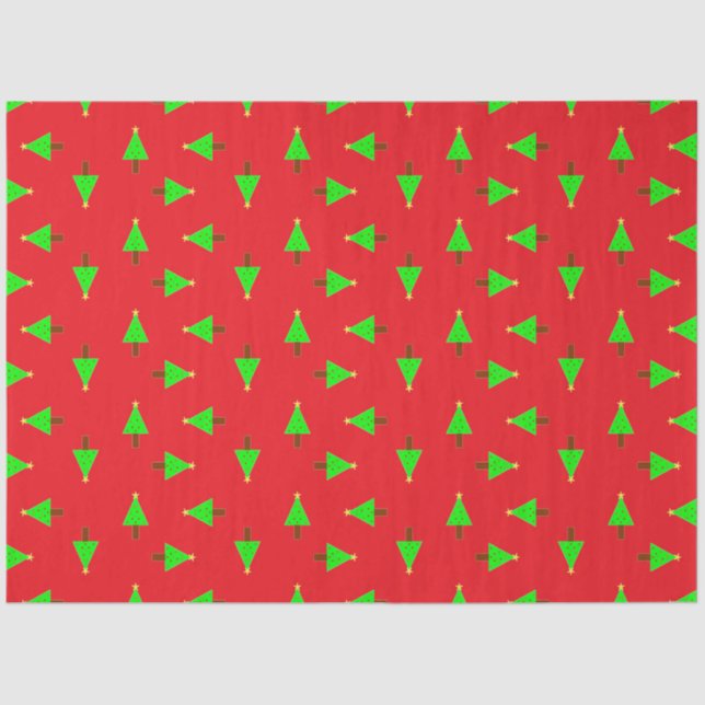 Papel De Seda Árboles de Navidad en rojo (Anverso)