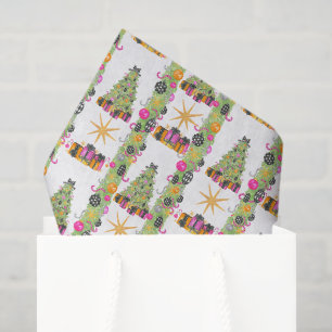 Papel De Seda Árboles de Navidad Glamour Brillantes Preppy Acuar