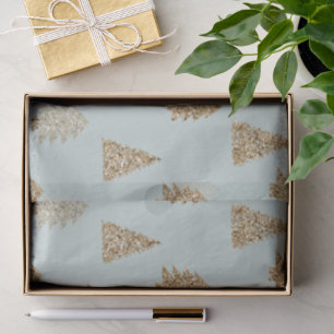 Papel De Seda Árboles de Navidad glamour con purpurina dorada me