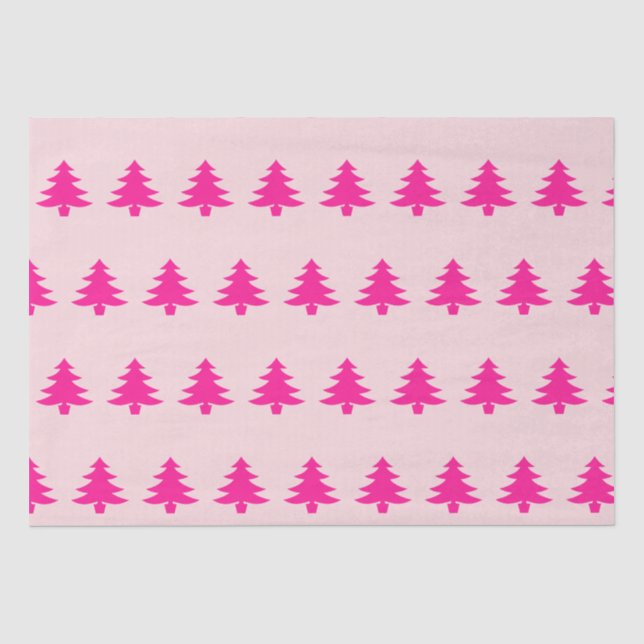 Papel De Seda Árboles de Navidad grandes y extravagantes rosados (Anverso)