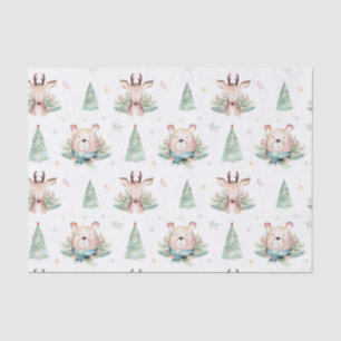 Papel De Seda Árboles de Navidad Lindos de Holiday Bosque Oso y