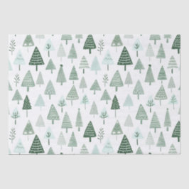 Papel De Seda Árboles de Navidad modernos blancos y verdes