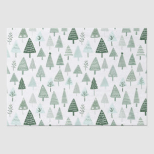 Papel De Seda Árboles de Navidad modernos blancos y verdes