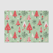 Árboles de Navidad Retro Verde Rojo