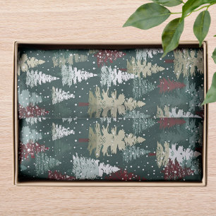 Papel De Seda Árboles de Navidad Rojo Verde Patrón de Copo de Ni