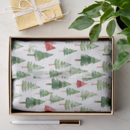 Papel De Seda Árboles de Navidad Rojos Verdes