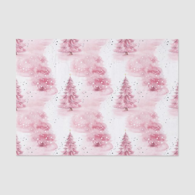 Papel De Seda Árboles de Navidad rosados (Anverso)