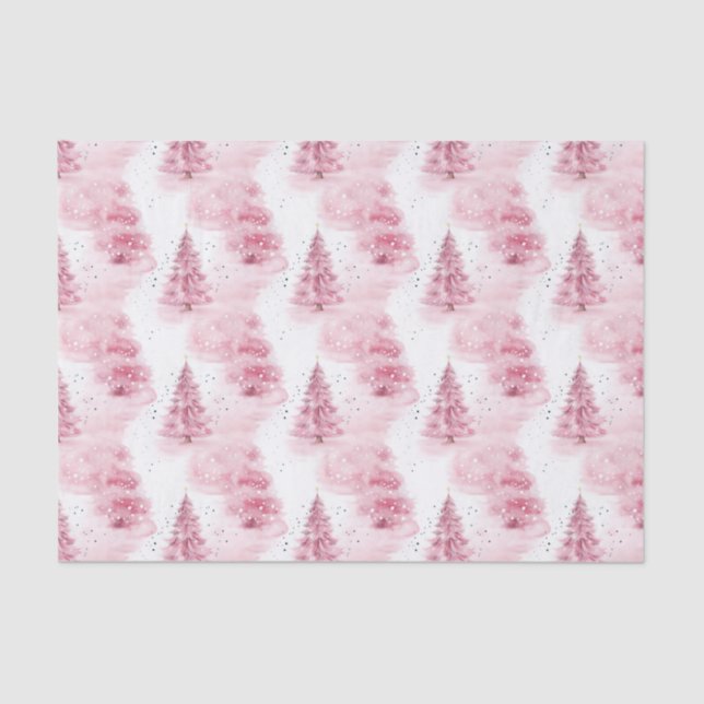 Papel De Seda Árboles de Navidad rosados (Anverso)