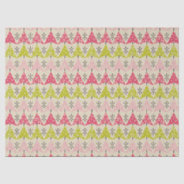 Papel De Seda Árboles de Navidad rosados y verdes