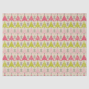 Papel De Seda Árboles de Navidad rosados y verdes