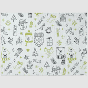 Papel De Seda Árboles de Navidad Santa Bears Green Navidades