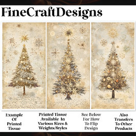 Papel De Seda Árboles de Navidad Shabby Chic Crema AM1 Decoupage