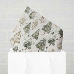 Papel De Seda Árboles de Navidad verdes crema