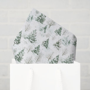 Papel De Seda Árboles de Navidad Verdes Nieve