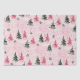 Papel De Seda Árboles de Navidad verdes rosados