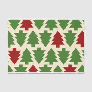 Papel De Seda Árboles de Navidad verdes y rojos
