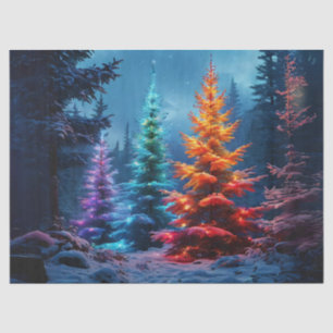 Papel De Seda Árboles de Navidad Vibrantes en el Bosque Decoupag