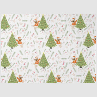 Papel De Seda Árboles de Navidad y fondo de patrón de perro de p