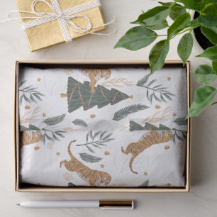 Papel De Seda árboles de Navidad y patrón de tigres fondo person