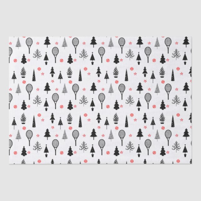 Papel De Seda 🎄 árboles de Navidad y raquetas de tenis 🎾 (Anverso)