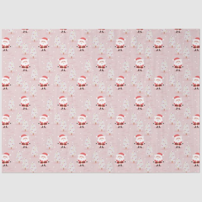 Papel De Seda Árboles de Navidad y Santa Claus (Anverso)