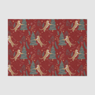 Papel De Seda Árboles de Navidad y tigres patrón fondo bMarrón
