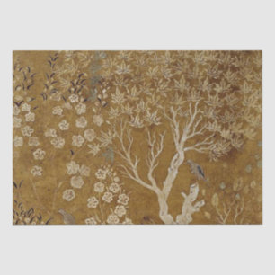 Papel De Seda Árboles de oro y pájaros Decoración de la escena d