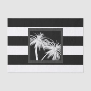 Papel De Seda Árboles de Palma Tropicales Negros Blancos Fiesta