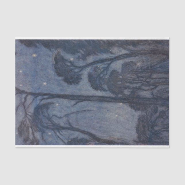 Papel De Seda Árboles en Crepúsculo (por Edward Robert Hughes) (Anverso)