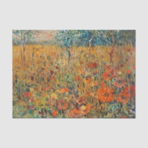 Papel De Seda Árboles en una pradera con cachorros de Juliette W