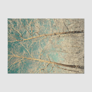 Papel De Seda Árboles forestales cielos Verde azulados Woodland 