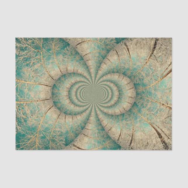 Papel De Seda Árboles forestales Green Brown Winter Woodland (Anverso)