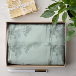 Papel De Seda Árboles minimalistas de paisaje japonés agua verde