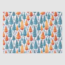 Papel De Seda Árboles navideños acuarelas de bonito