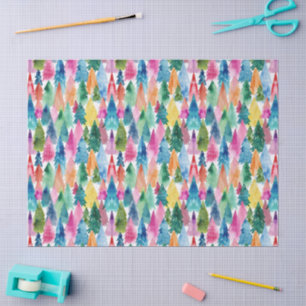 Papel De Seda Árboles navideños brillantes y coloridos arcoiris