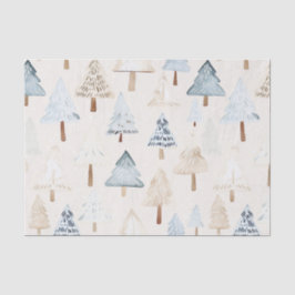 Papel De Seda Árboles navideños con crema azul