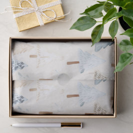 Papel De Seda Árboles navideños con crema azul