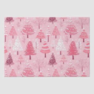 Papel De Seda Árboles navideños de color blanco rosado
