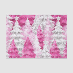 Papel De Seda Árboles navideños de glam blanco rosado