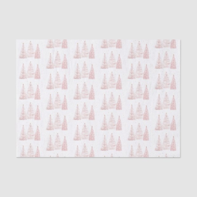 Papel De Seda Árboles navideños de oro Rosa (Anverso)