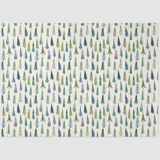 Papel De Seda Árboles navideños divertidos (arte ilustrado lindo (Anverso)