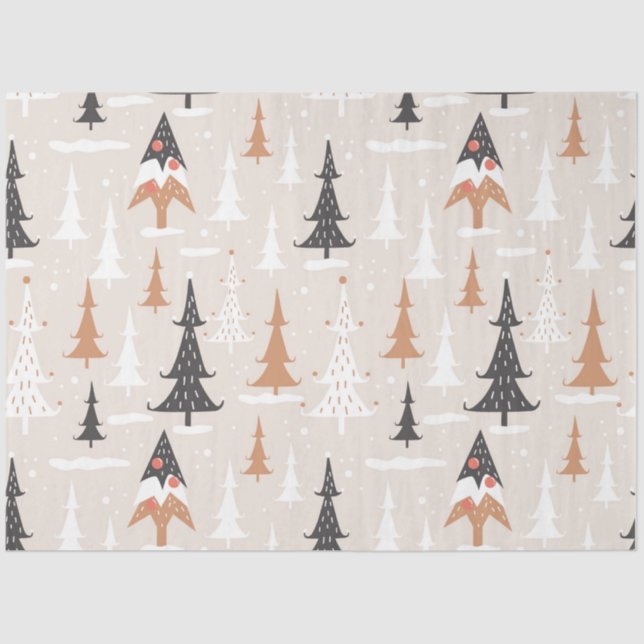 Papel De Seda Árboles navideños lindos del Boho rosa festivo (Anverso)