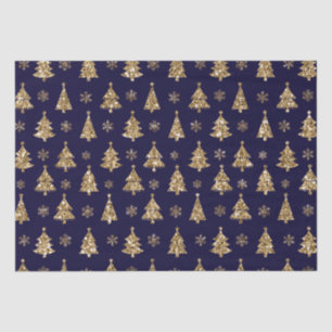 Papel De Seda Árboles navideños Purpurinas azules y dorados